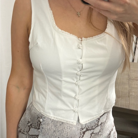 SHEIN Tops - White Button-Up Tank Top